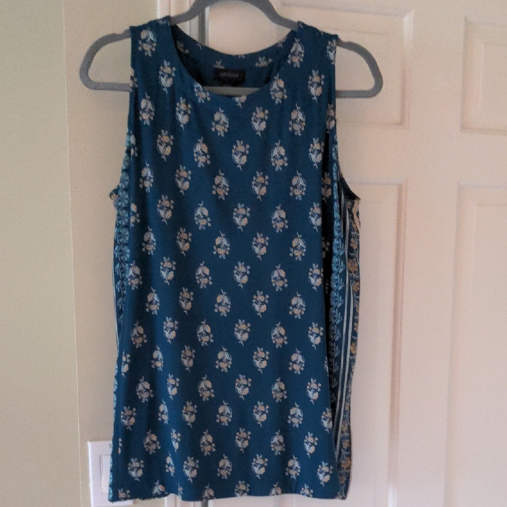 Floral Blue Sleeveless Top
